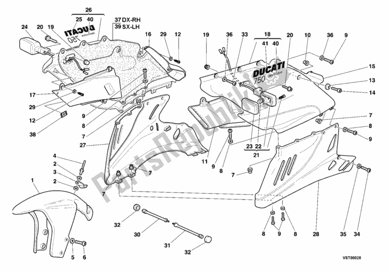 All parts for the Fairing of the Ducati Supersport 750 SS 2001